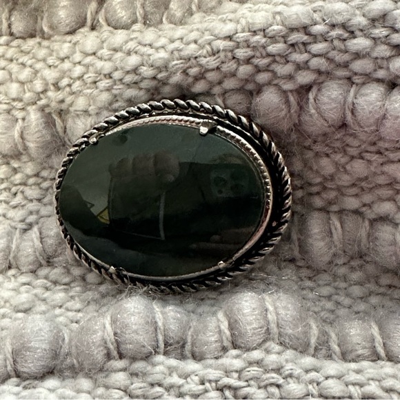 Vintage Moss Agate Silver Tone Brooch Pin - Picture 3 of 3